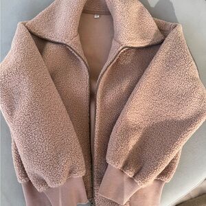Uniqlo Dust Pink Teddy Jacket